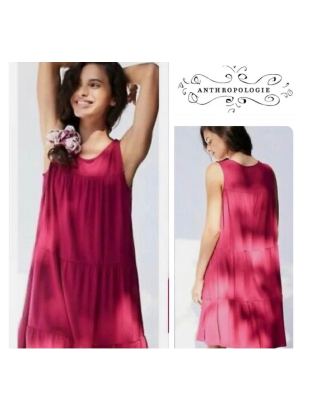 Anthropologie Saturday Sunday Shanna Fuchsia Tiered Sleeveless Jersey Dress XS - Picture 1 of 9